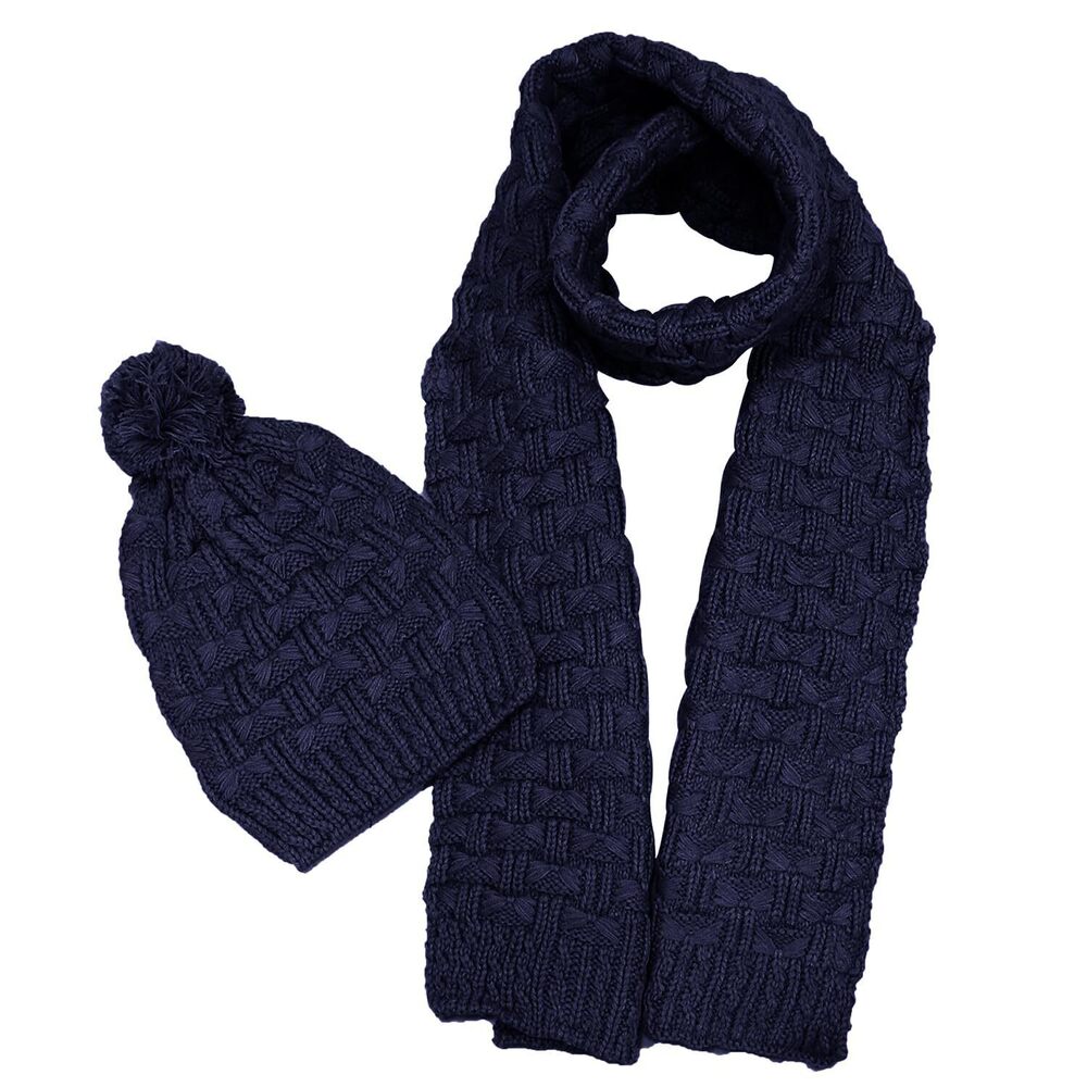 4976 Girls Fashion Winter Warm Knitted Hat Beanie Hat Scarf Set